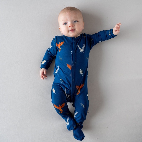 Kyte BABY Blue Footie with Owl Print - Picture 3 of 3